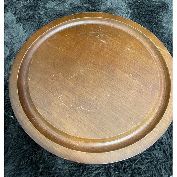 Vtg. Goodwood Teak Glass Covered Dome Cheese Tray/Plate - Picture 2 of 4